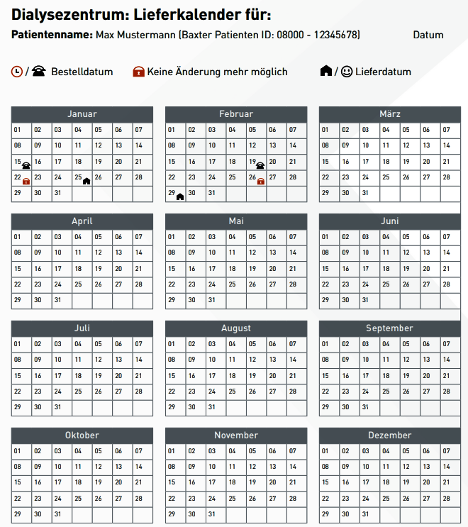 Delivery Calendar German